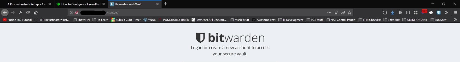 Picture of Bitwarden loading even with the firewall on. /images/bitwarden-firewall-problem.jpg