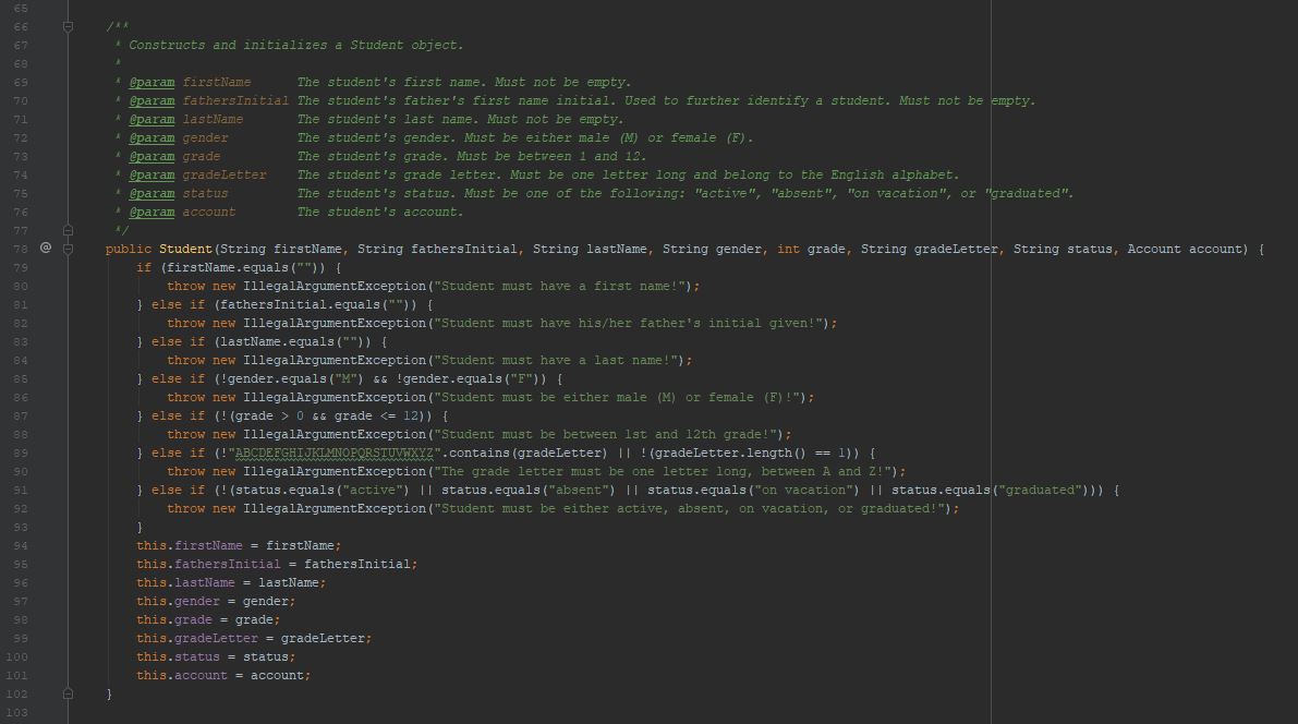 This is what the Student constructor’s JavaDoc looks like. /images/javadoc-vianuedu-example.jpg