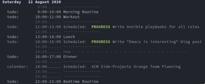 Screenshot of Org Agenda. /images/org-agenda-screenshot.png